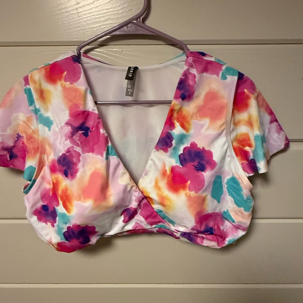 Torrid Multicolor Floral swim top